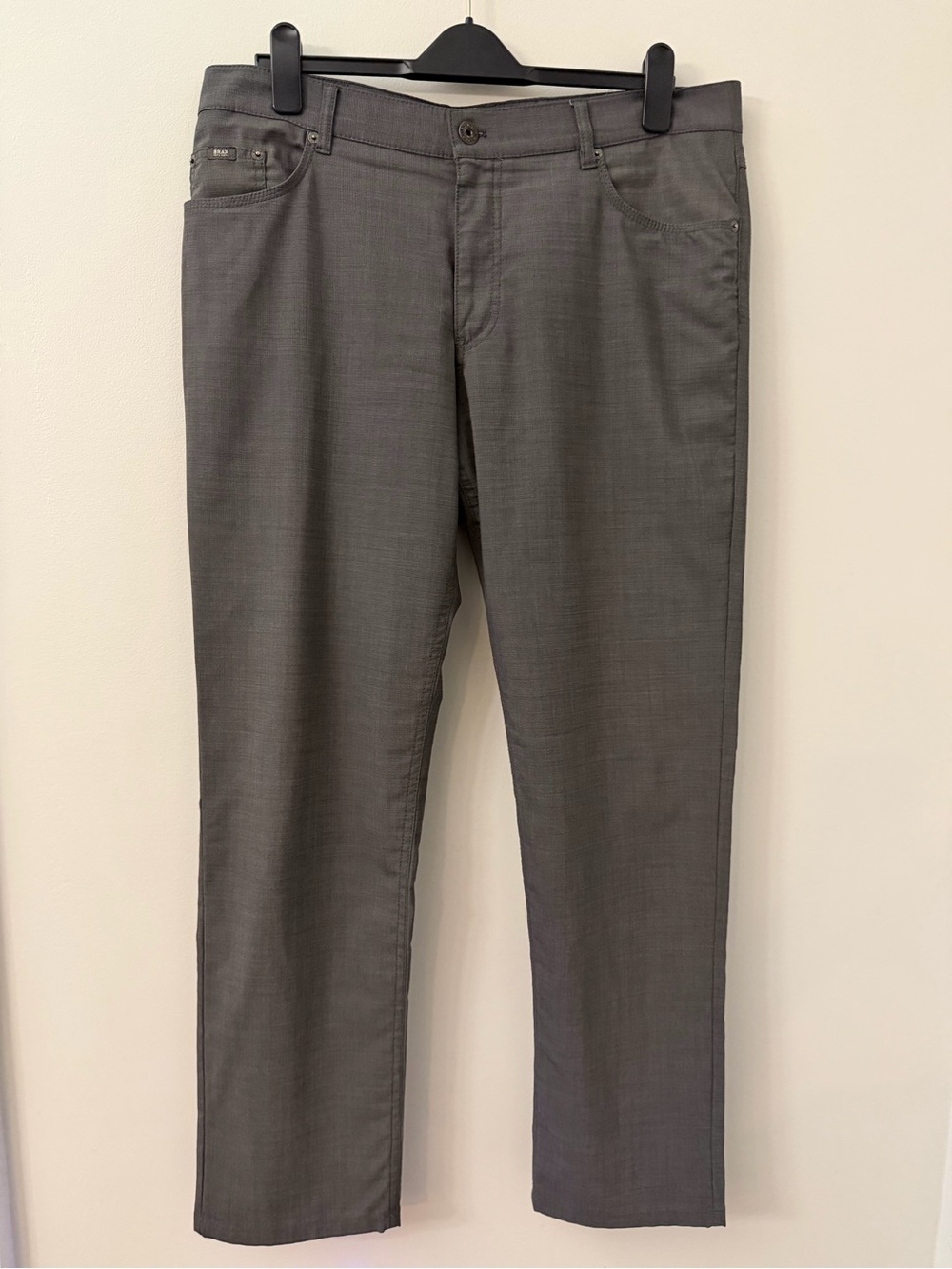 BRAX Cooper Feel Good Pants Mens 38x32 Gray Wool Blend Stretch Flat Front Dress
